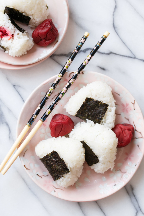 Umeboshi Onigiri (Rice Balls with Japanese Salt Plums)