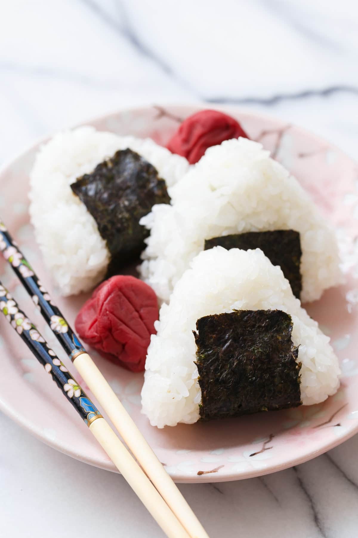 Umeboshi Onigiri (Rice Balls with Japanese Salt Plums)