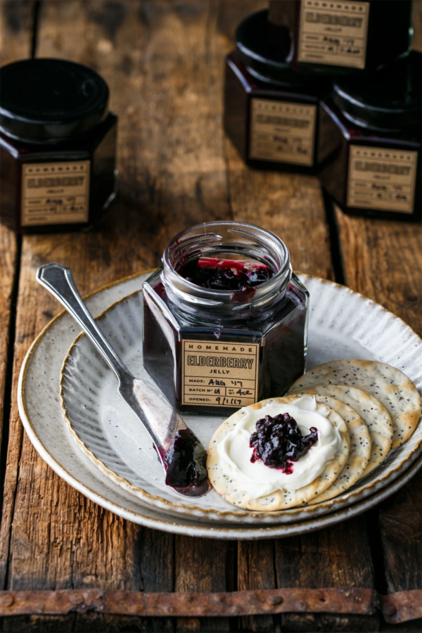 Elderberry Jelly Recipe with Elderflower Syrup and St. Germain