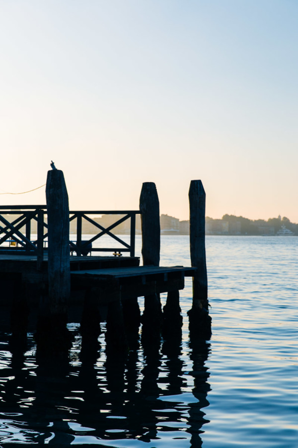 Beautiful Venice sunrise, looking over the water.