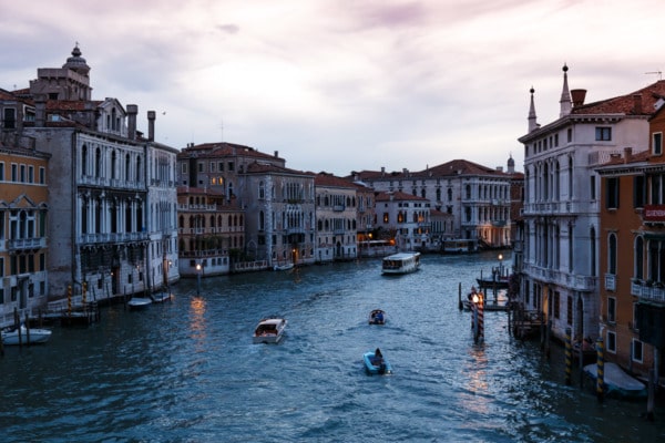 Dusk along the Grand Canal, Venice, Italy