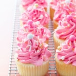 Sprinkle Filled Vanilla Cupcakes with the BEST EVER Marshmallow Buttercream