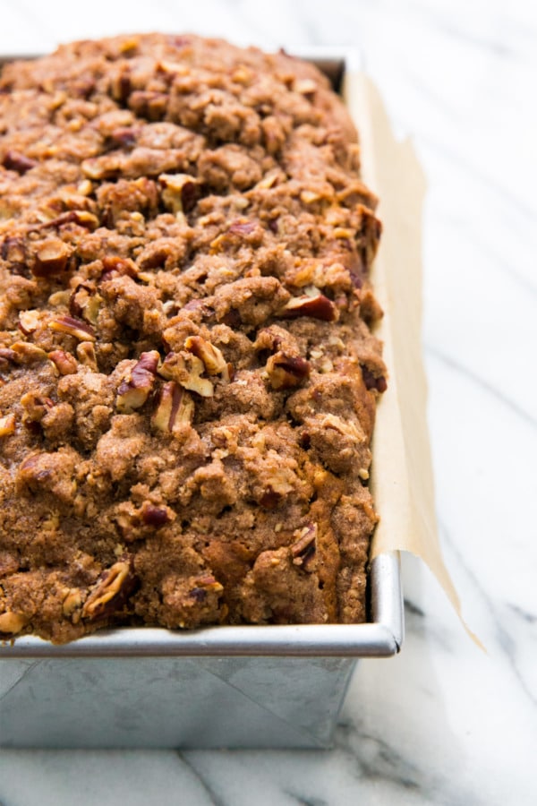 Sweet Potato Crumb Cake with Pecan Cinnamon Swirl