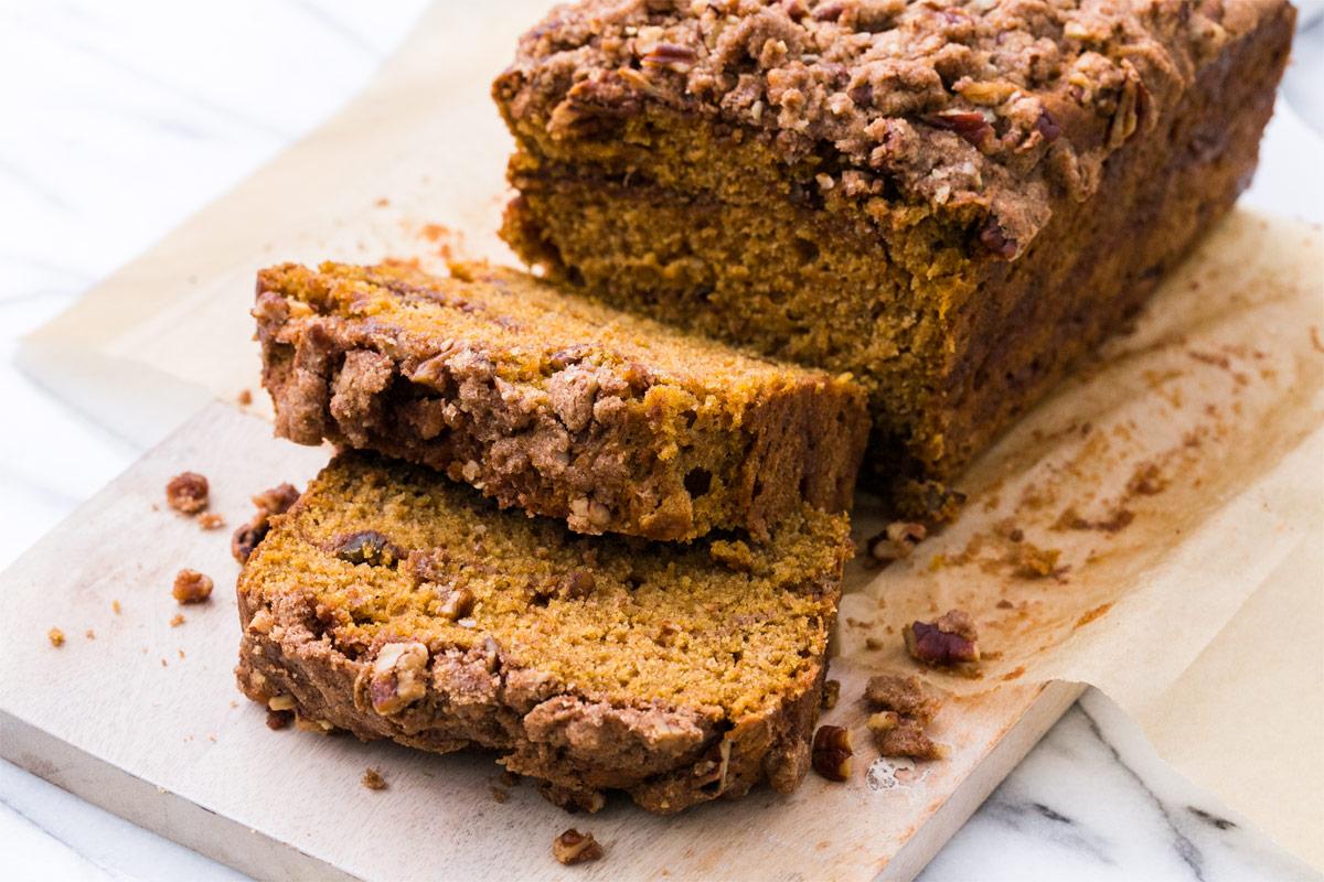 Sweet Potato Crumb Cake with Pecan Cinnamon Swirl