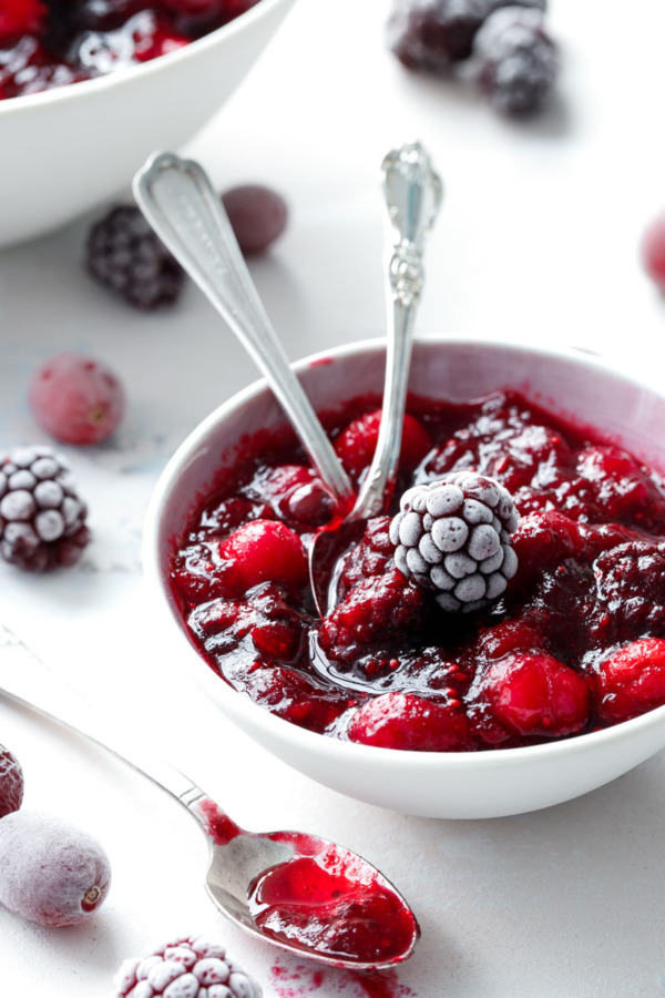 Homemade Cranberry Sauce Recipe with Blackberries and Chambord liqueur