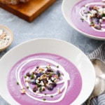 This naturally purple soup recipe is made from purple Cauliflower and purple sweet potatoes