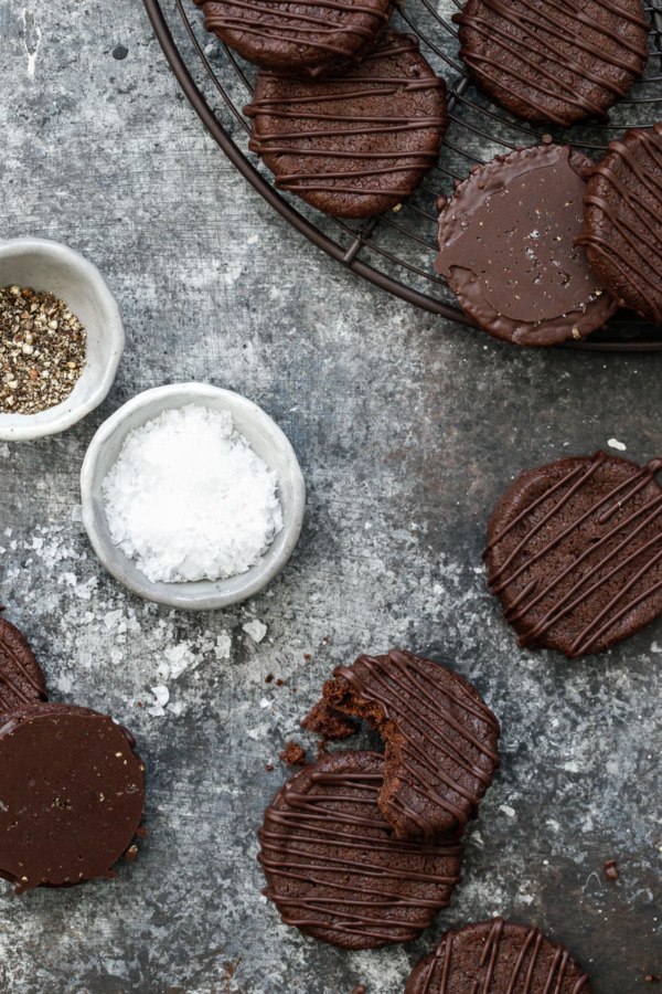 The secret to these decadent dark chocolate sable cookies? Salt and pepper (yes, pepper!)