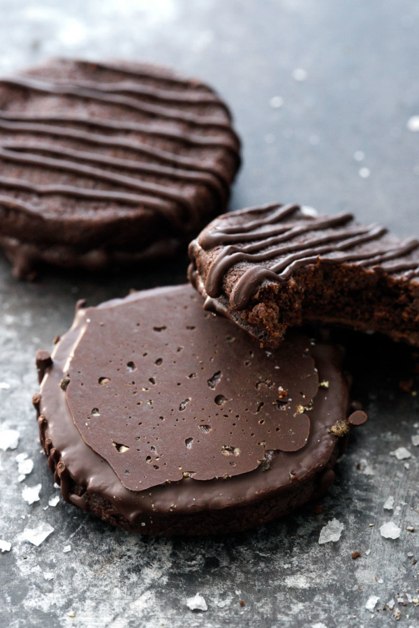 Chocolate-Dipped Salt & Pepper Sable Cookies