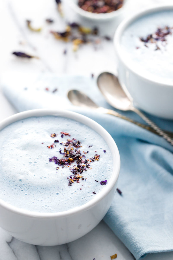 Blue Moon Milk Recipe aka Blue Matcha Latte - Calming, caffeine free drink recipe
