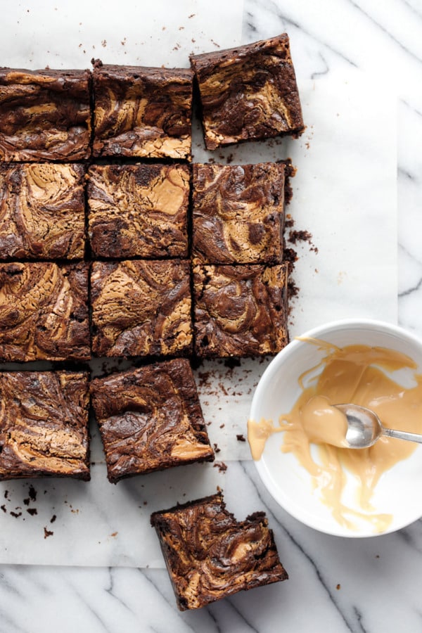 Fudgy Brownie Recipe with Caramelized White Chocolate Swirl