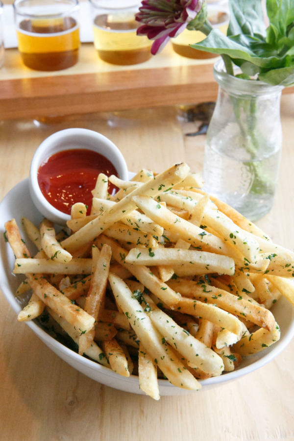 Beautiful bowl of thin French fries from Wolf's Ridge Brewing, Columbus Ohio