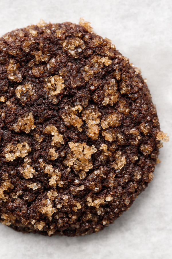 Bourbon Chocolate Sugar Cookie Recipe - Close Up on the beautiful crinkly top!