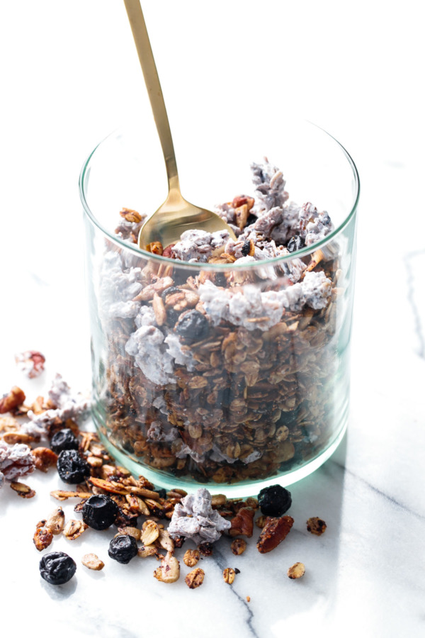 very blueberry granola with yogurt clusters