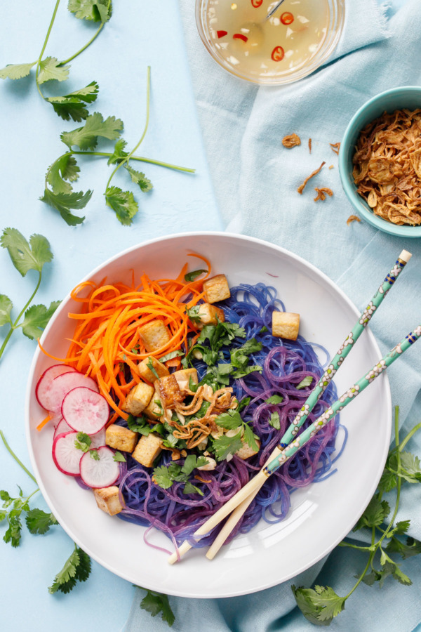 Magic Blue Butterfly Noodle Bowls (AKA Unicorn noodles)