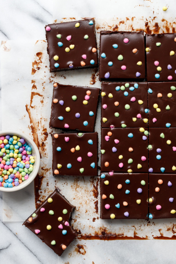 Out-of-this-World Cocoa Brownie Recipe with Chocolate Ganache and Crunchy Rainbow Sprinkles