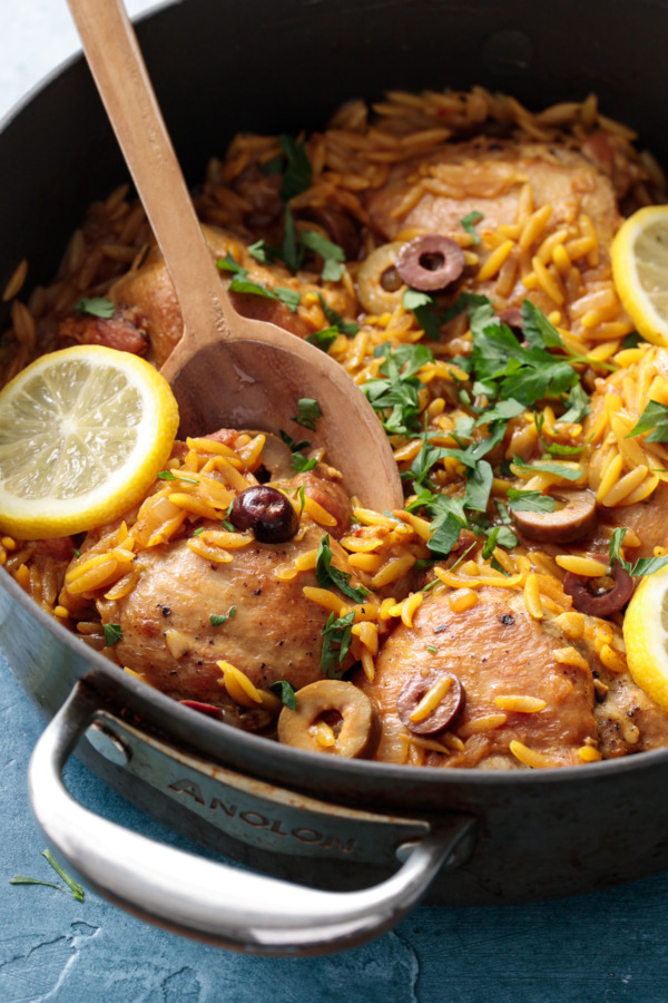 Moroccan Lemon Chicken with Orzo - An easy one-pan dinner recipe!