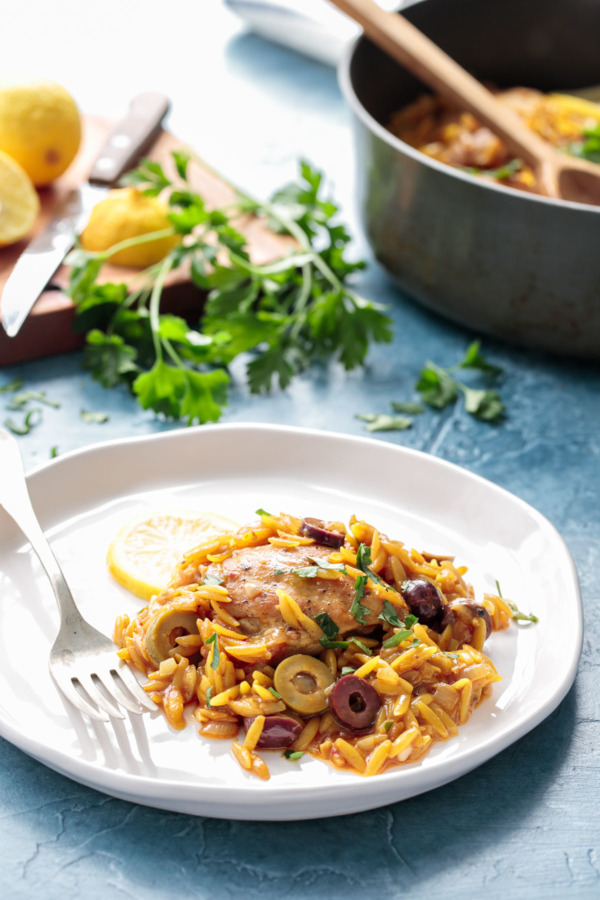 One Pan Moroccan Lemon Chicken with Orzo