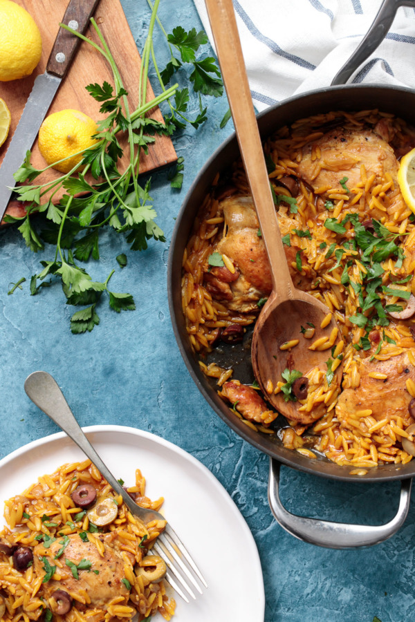 Easy One Pan Moroccan Lemon Chicken with Orzo Recipe