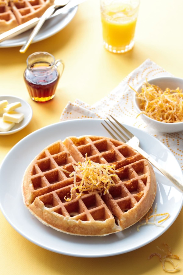 Meyer Lemon Buttermilk Waffles Recipe with Candied Citrus Peel