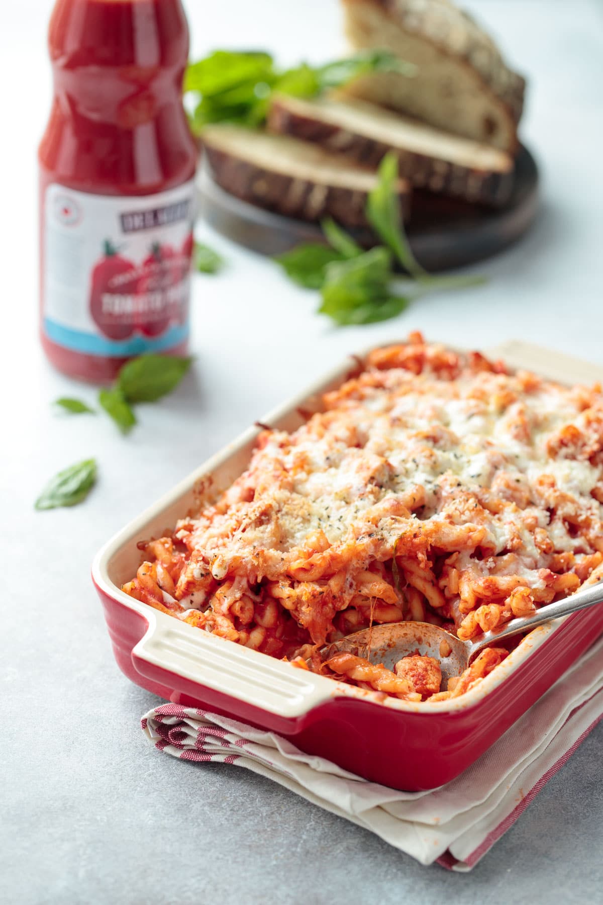 Cheesy Chicken Parmesan Pasta Bake Love and Olive Oil