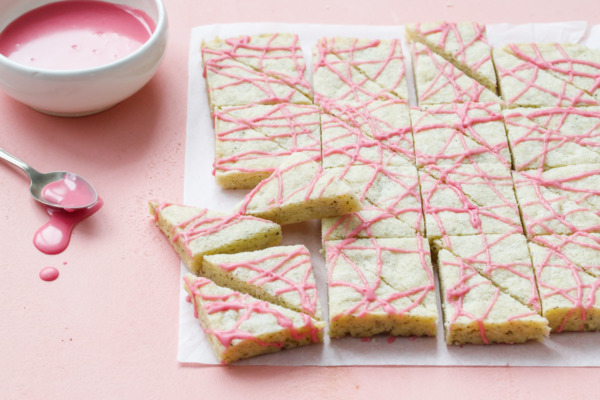 Earl Grey Shortbread Cookies with Blood Orange Glaze