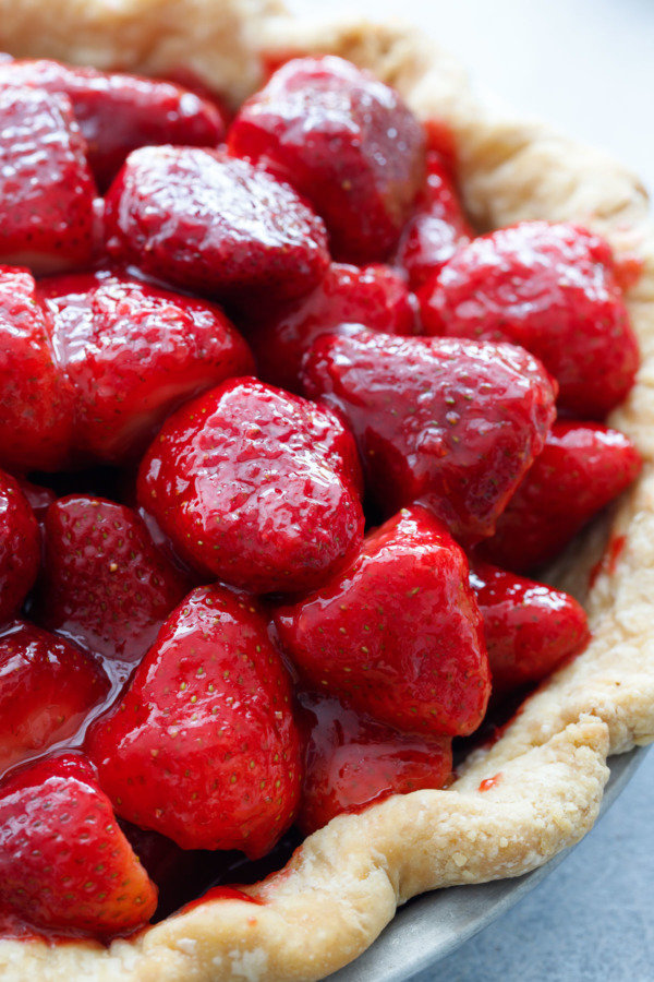 Close up of berries, Fresh Strawberry Rose Pie Recipe