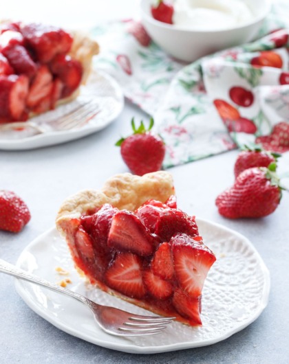 Fresh Strawberry Pie Recipe with a hint of rose that makes this the best strawberry pie ever!