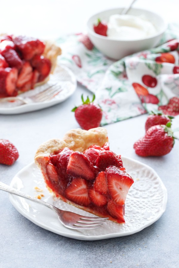 Fresh Strawberry Pie Recipe with a hint of rose that makes this the best strawberry pie ever!