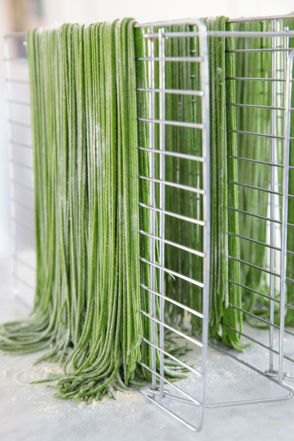 Drying homemade pasta helps it to cook up perfectly aldente. No drying rack? Improvise.