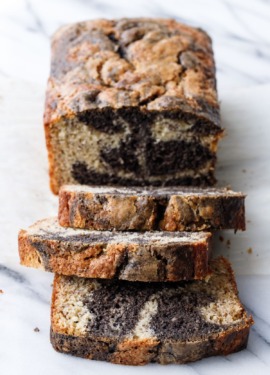 Slices of Black Sesame Swirl Banana Bread