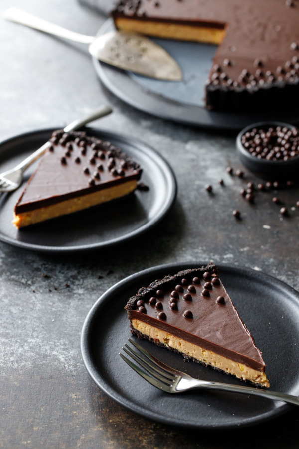 This Crunchy Peanut Butter and Chocolate Tart is basically a giant peanut butter cup.