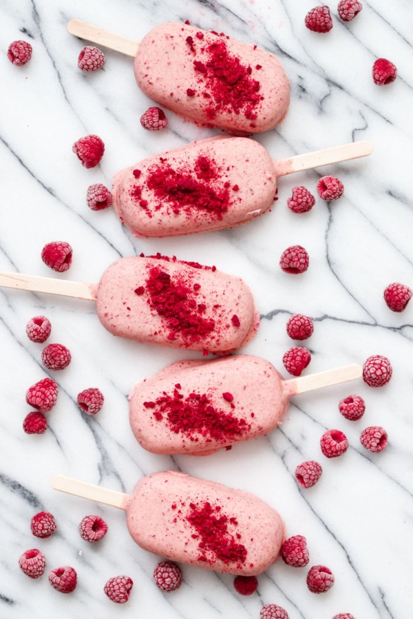 Raspberry White Chocolate Ice Cream Pops