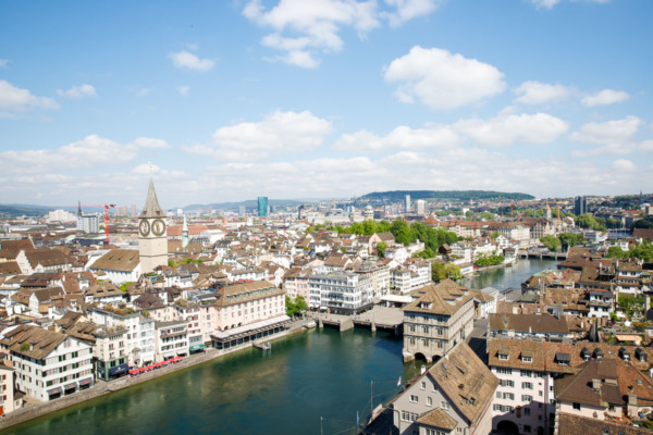 View from the top of the tower, Grossmünster church, Zurich, Switzerland