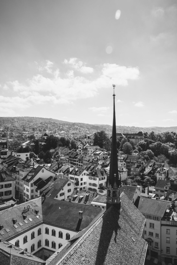 View from the top of the tower, Grossmünster church, Zurich, Switzerland