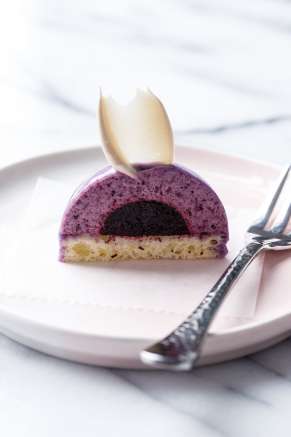 Blueberry Entremet Cakes with Mirror Glaze