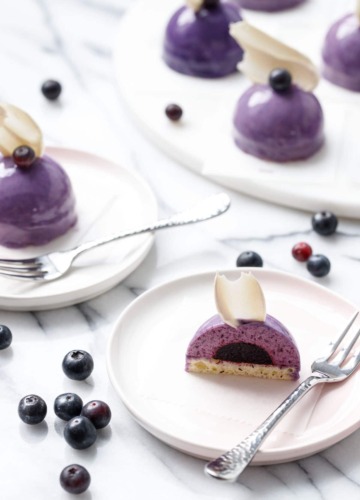 Mini Blueberry Mousse Cakes Recipe with Mirror Glaze