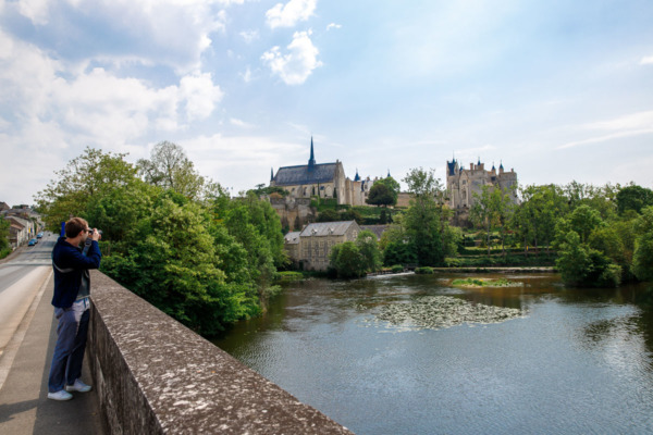 Looking towards the Château from the river Montreuil-Bellay, France