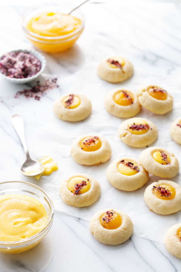 Mango Thumbprints with Spicy Hibiscus Cayenne Sugar