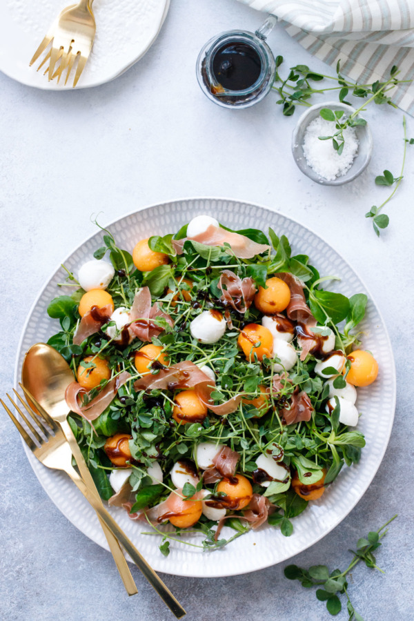 Prosciutto & Melon Salad with Mozzarella and Balsamic Vinaigrette