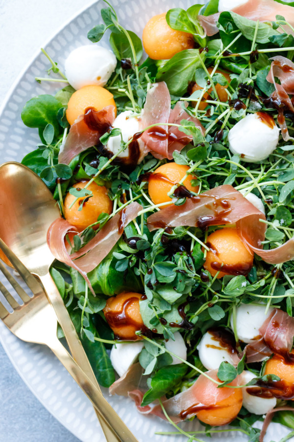 Prosciutto & Melon Salad with Easy Homemade Balsamic Vinaigrette Recipe