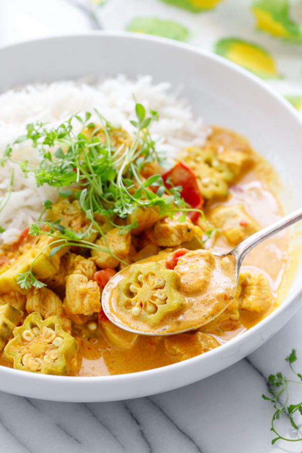 Quick weeknight dinner recipe: Vadouvan Chicken Curry with Smoked Basmati Rice