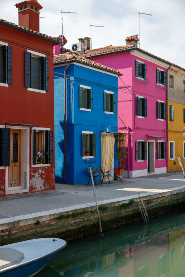 Colorful houses along the canal, Burano, Italy