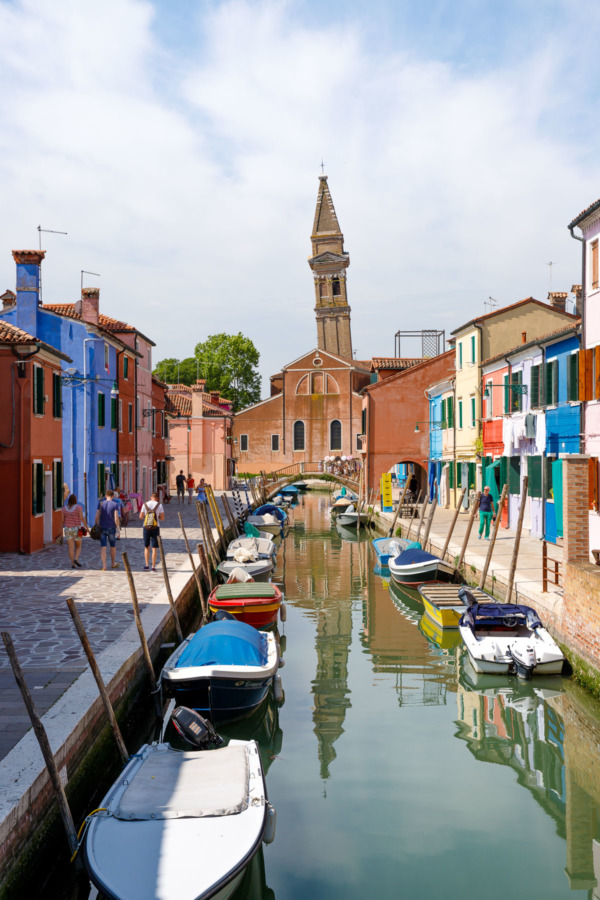 Colorful houses along the canal, Burano, Italy