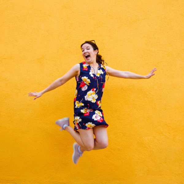 Jumping for joy, Burano, Italy