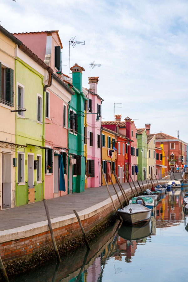Colorful houses along the canal, Burano, Italy