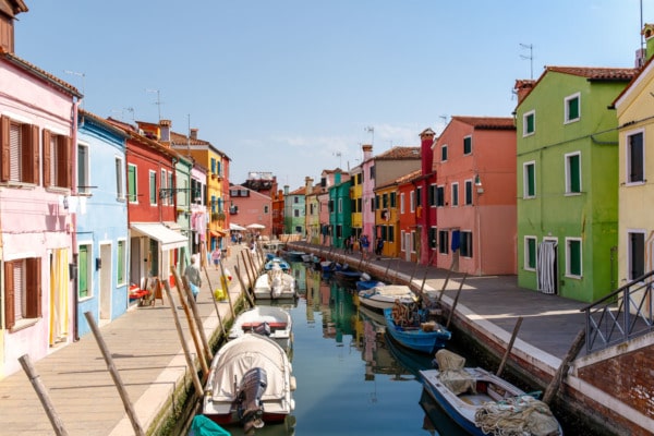 Colorful Houses along the canal, Burano, Italy