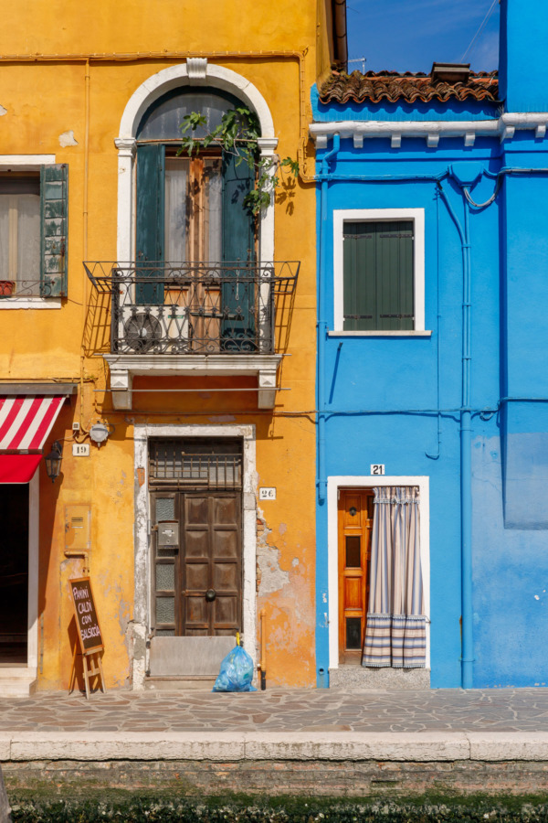 Yellow and blue houses, Burano, Italy