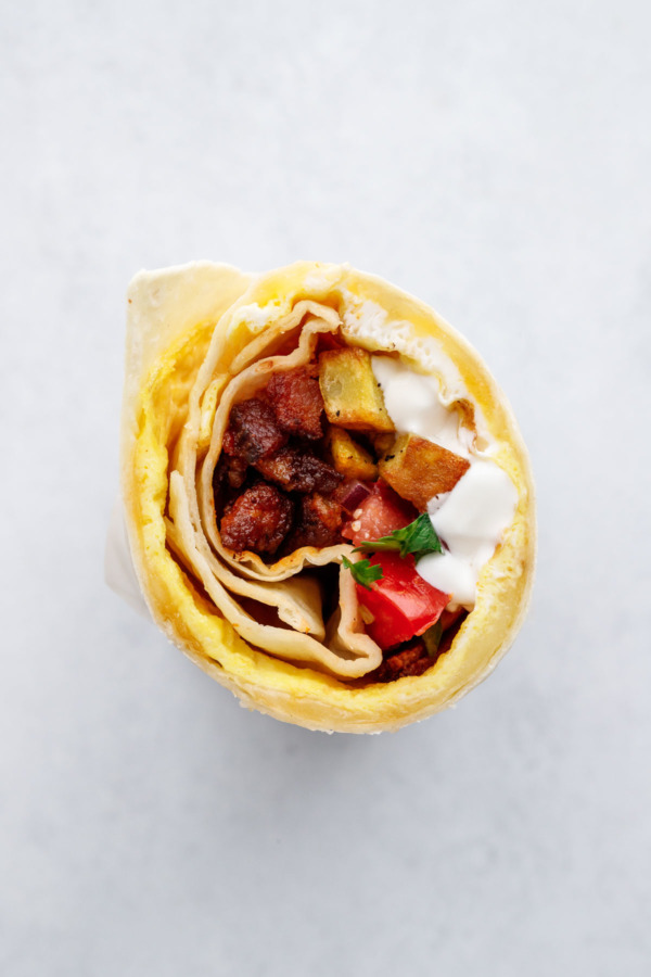 Ultimate Breakfast Burritos with Chorizo, Egg and Pico de gallo