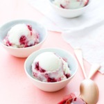 Homemade Greek Frozen Yogurt swirled with Sour Cherry Jam