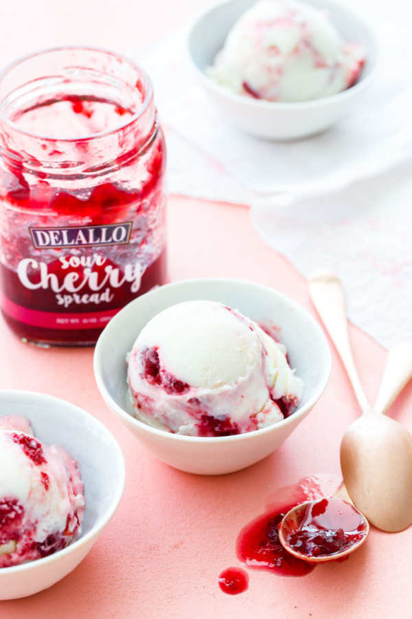 Homemade Frozen Yogurt with Sour Cherry Swirl